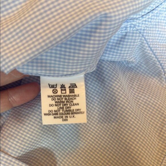 Burberry London Micro Checker Dress Shirt Light blue Classic Fit size 15.5/39 - Picture 6 of 12